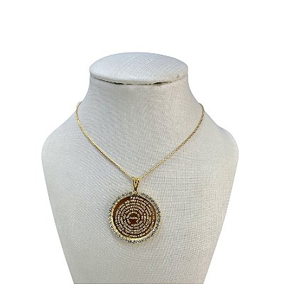 Colar Folheado Ouro 18k e Prata 925 Pai Nosso Strass