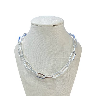 Choker Folheada Prata 925 Elos Oval Quadrado