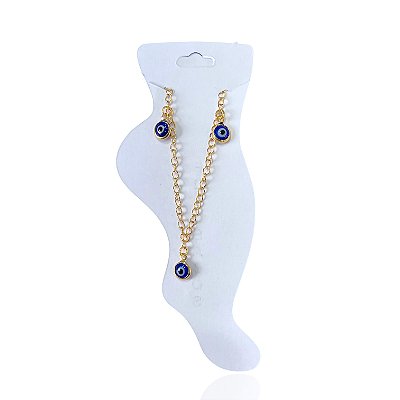 Tornozeleira Folheada Ouro 18k e Prata 925 Olho Grego