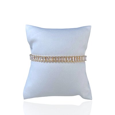Pulseira Folheada Ouro 18k e Prata 925 Riviera Trava