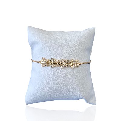 Pulseira Folheada Ouro 18k e Prata 925 Borboleta Cravejada