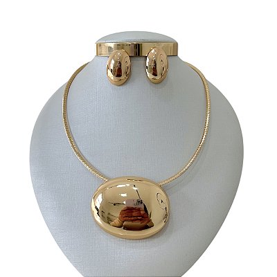 Conjunto Aro Bijuteria Orgânico Abaulado