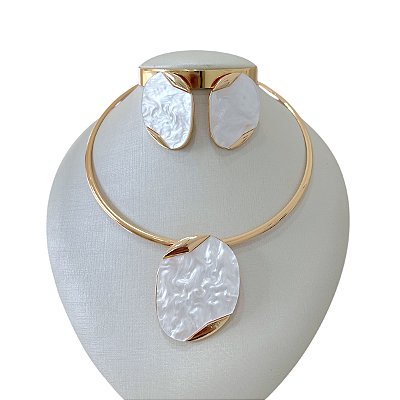 Conjunto Aro Bijuteria Madrepérola Orgânico