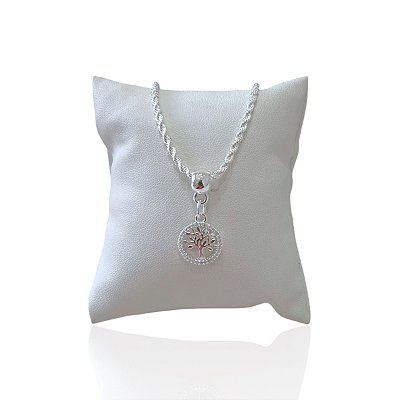 Pulseira Folheada Prata 925 Cordão Baiano Árvore da Vida Cravejada
