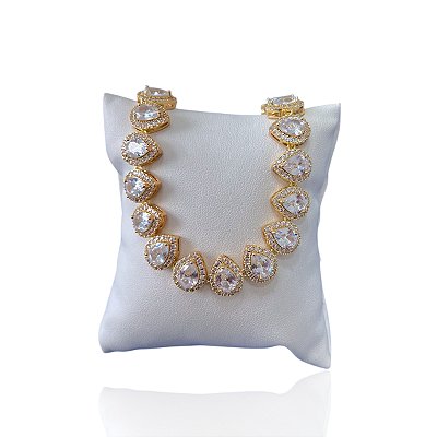Pulseira Folheada Ouro 18k e Prata 925 Inspired Gotas Cravejada