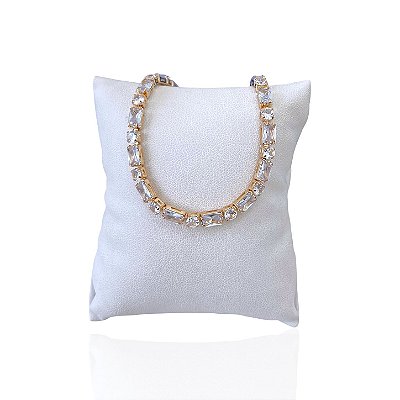 Pulseira Folheada Ouro 18k e Prata 925 Riviera Cristais