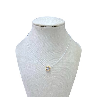 Colar Folheado Ouro 18k e Prata 925 Fio de Silicone Redondo passante