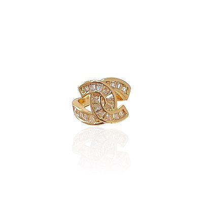 Piercing Fake Folheado Ouro 18k e Prata 925 X Cravejado