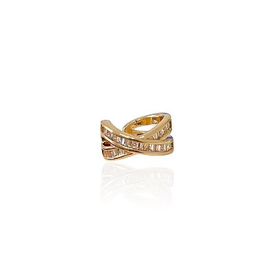 Piercing Fake Folheado Ouro 18k e Prata 925 X Inspired Cravejado