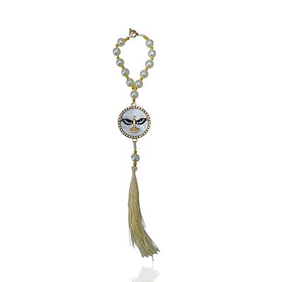 Chaveiro Terço Pérolas Espírito Santo Strass