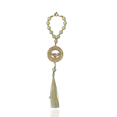 Chaveiro Terço Pérolas Espírito Santo Strass