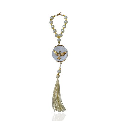 Chaveiro Terço Pérolas Espírito Santo Strass