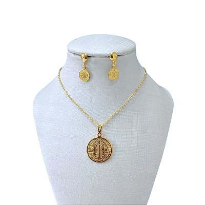 Conjunto Folheado Ouro 18k e Prata 925 São Bento