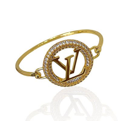 Bracelete Folheado Ouro 18k e Prata 925 Inspired LV Cravejado