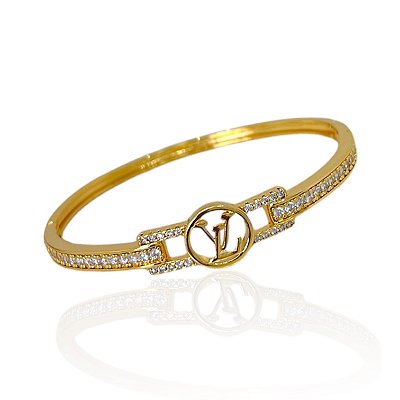Bracelete Folheado Ouro 18k e Prata 925 Inspired LV Cravejado