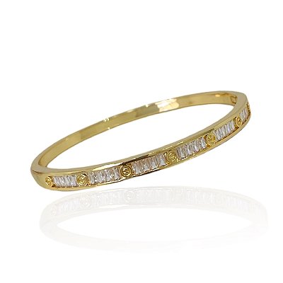 Bracelete Folheado Ouro 18k e Prata 925 Inspired Navetes Cravejado