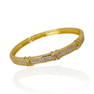 Bracelete Folheado Ouro 18k e Prata 925 Inspired X Cravejado
