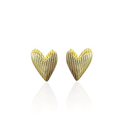 Brinco Folheado Ouro 18k Coração Riscado