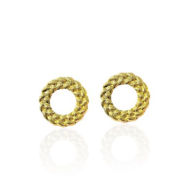 Brinco Folheado Ouro 18k Mandala Trabalhada