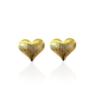 Brinco Folheado Ouro 18k Coração Riscado