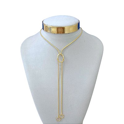 Colar Folheado Ouro 18k e Prata 925 Gravatinha Nó