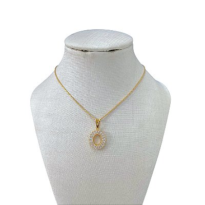 Colar Folheado Ouro 18k Mandala Cravejada