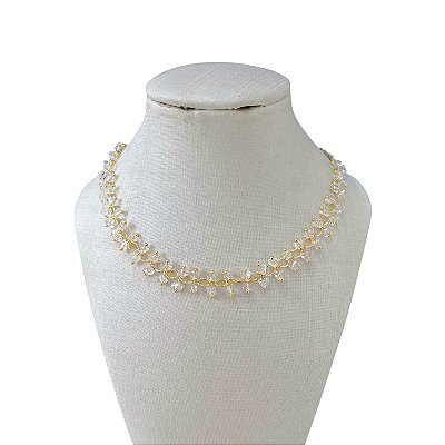 Choker Folheada Ouro 18k e Prata 925 Cristais