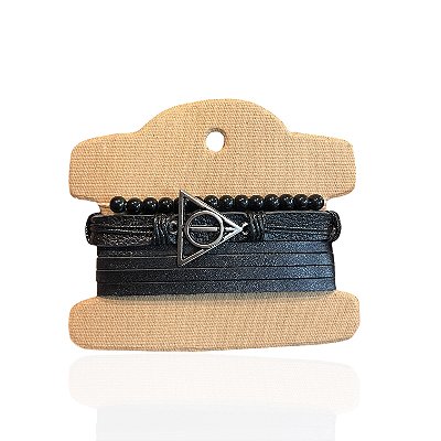 Pulseiras Masculina Couro Bijuteria Triângulo