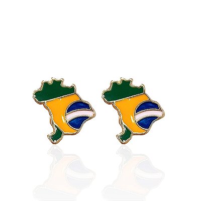 Brinco Folheado ouro 18k Mapa do Brasil