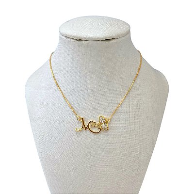 Colar Folheado Ouro 18k e Prata 925 Mãe Cravejado