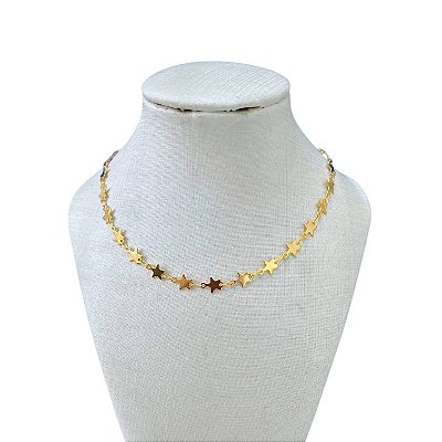 Choker Folheada Ouro 18k e Prata 925 Estrelas