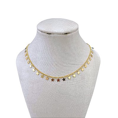 Choker Folheada Ouro 18k e Prata 925 Estrelas