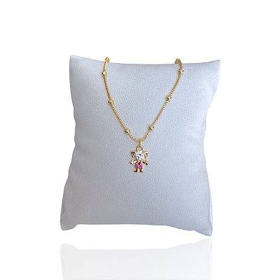 Pulseira Folheada Ouro 18k e Prata 925 Bolinhas Filho Cravejado