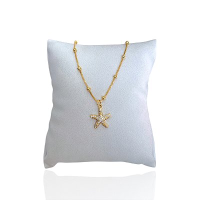 Pulseira Folheada Ouro 18k Bolinhas Estrela do Mar Cravejada