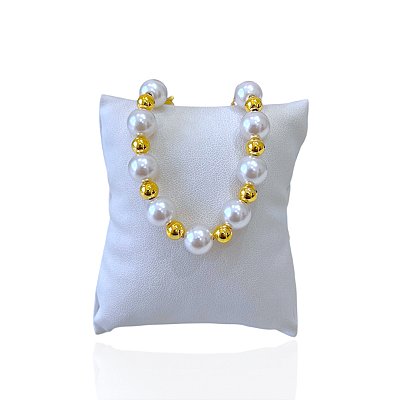 Pulseira Folheada Ouro 18k Bolinhas Pérolas