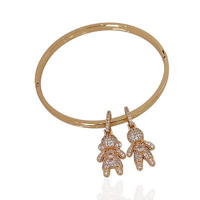 Bracelete Folheado Ouro 18k e Prata 925 Filhos Cravejado Personalizado