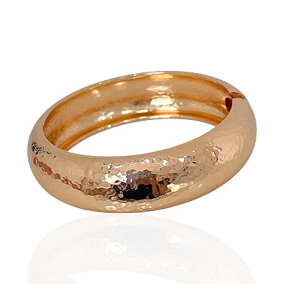 Bracelete Folheado Ouro 18k e Prata 925 Abaulado Trabalhado