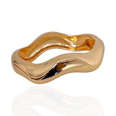Bracelete Folheado Ouro 18k e Prata 925 Abaulado Ondulado
