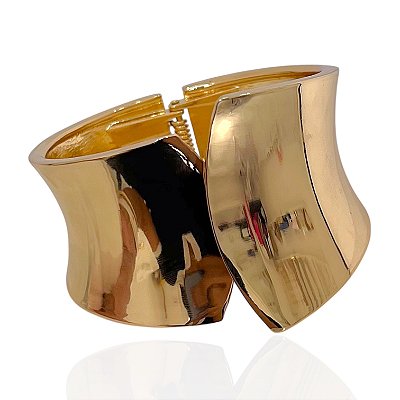 Bracelete Folheado Ouro 18k e Prata 925 Abaulado X