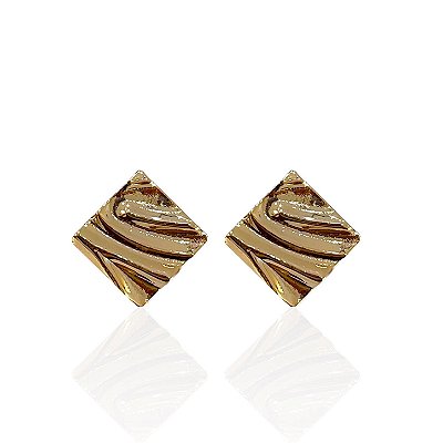 Brinco Folheado Ouro 18k Losango Trabalhado