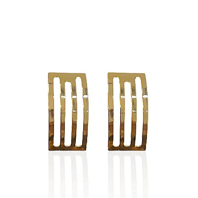 Brinco Folheado Ouro 18k Quadrado Vazado Liso