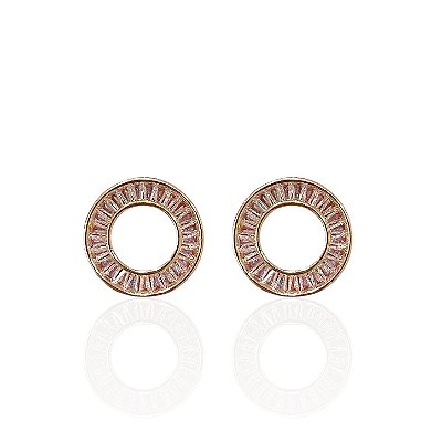 Brinco Folheado Ouro 18k e Prata 925 Mandala Vazada Cravejada
