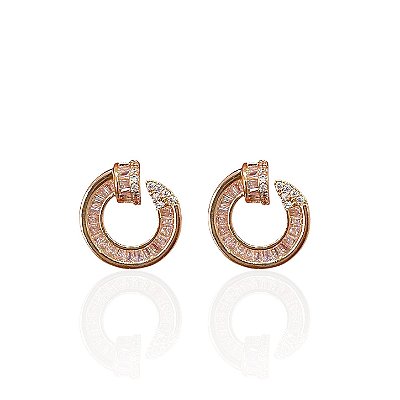 Brinco Folheado Ouro 18k e Prata 925 Prego Cravejado