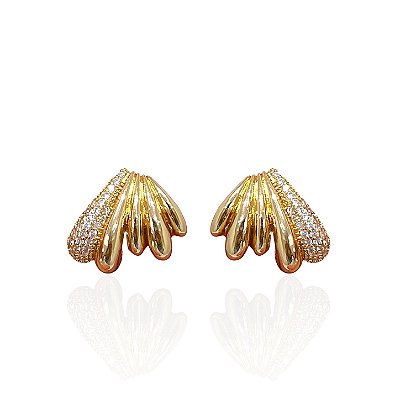 Brinco Folheado Ouro 18k e Prata 925 Garra Cravejada