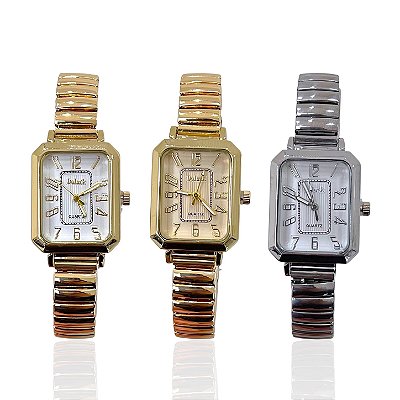 Relógio Aço Feminino Quadrado Mini