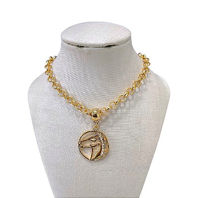 Colar Folheado Ouro 18k Correntaria Elos Português Country Cavalo