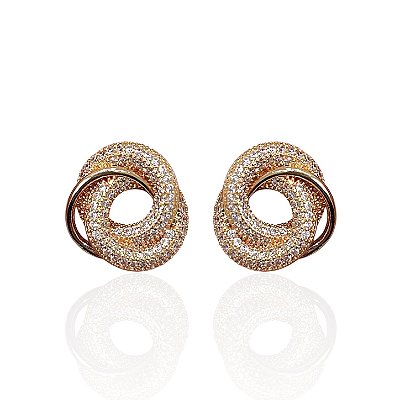 Brinco Folheado Ouro 18k e Prata 925 Mandala Cravejada