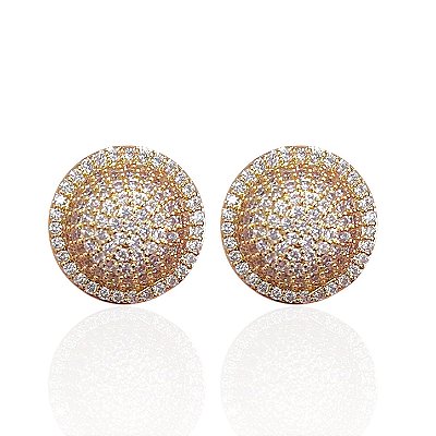Brinco Folheado Ouro 18k e Prata 925 Mandala Cravejada