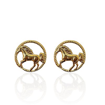 Brinco Folheado Ouro 18k Mandala Cavalo
