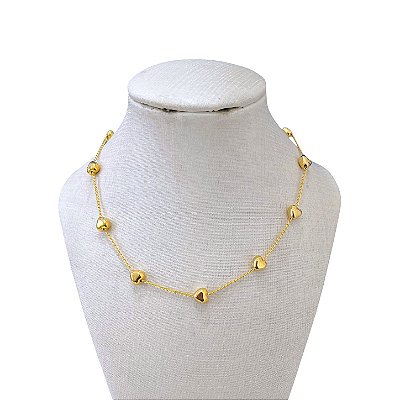 Choker Folheada Ouro 18k Coração